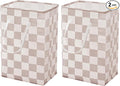 Checkered Laundry Hamper, Pack of 2, Large Beige Khaki Collapsible Cloth Hampers Basket for Storage Organization Cute Aesthetic, 2 x 75L