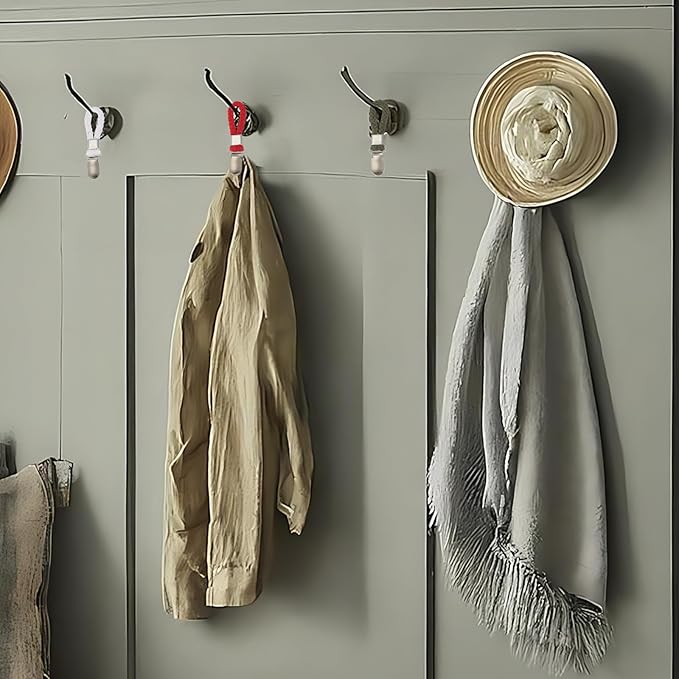 uxcell 4 Pcs Tea Towel Clips with Cotton Loop for Hanging, 4.3 Inch Metal Towel Hooks Multipurpose Cloth Hangers for Home Kitchen Bathroom, White