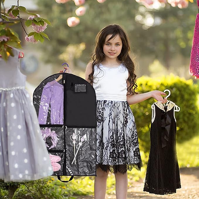 2 Pack Garment Bags for Travel Hanging Clothes,40inch Dance Bag,Dance Garment Bags For Dancers,Dance Competition Essentials,Dance Costume Garment bag For Kids Girls.