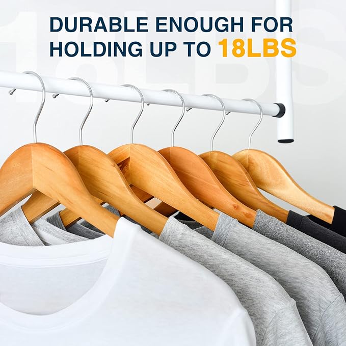 Wooden Hangers Pack of 20 - Sturdy, Heavy Duty Hangers for Shirts, Dresses, Coats & More (Natural)