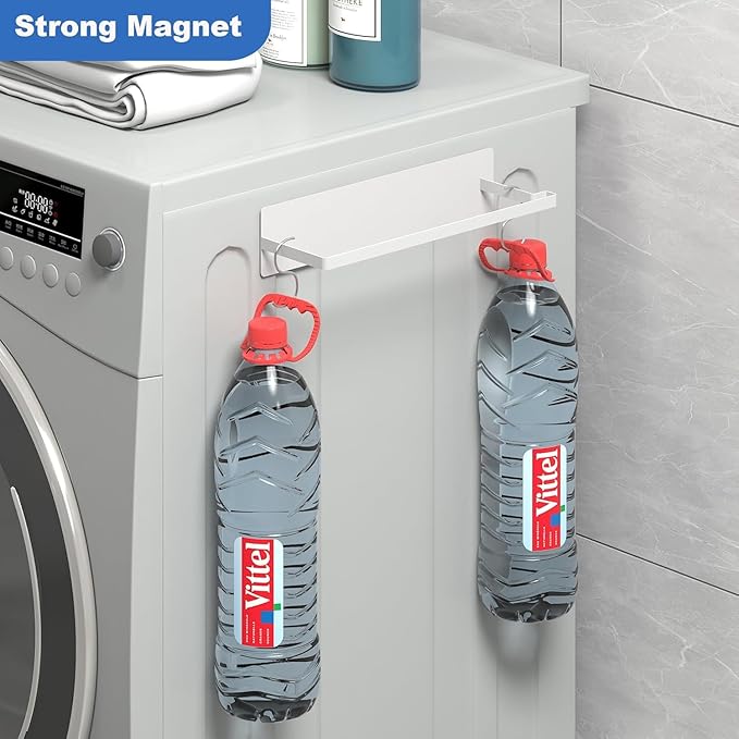Magnetic Hanger Holder for Laundry Room, AUVAHOX 2Pack Clothes Hangers Organizer for Dryer/Washing Machine, Holding up to 30 Velvet, Wire, Plastic Hangers, Perfect Space Saver for Your Home (2, White)