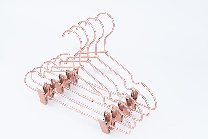 Metal Hangers Baby Clothes 12.5" Rose Gold Clips Hanger Children Kids Pants Hanger Display and Storage (30)