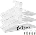 60Pack Metal Wire Hangers+5 Clothes Pins, 16.5" Wire Clothes Hangers for Standard Sized Shirt, Suits, Jackets, Skirts, Ultra Thin Space Saving, Bulk for Home and Commercial