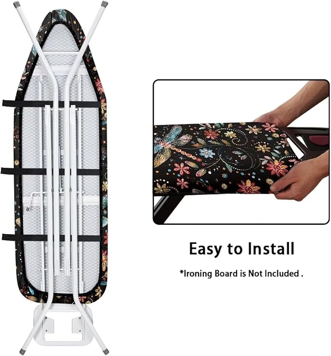 Dragonfly Full Size Ironing Board Cover Scratches-Proof Heat Reflective Premium Fabric Cover with Cozy Nose Pocket Suit for Extra Wide 15 x 54 Ironing Boards Decor