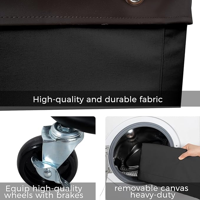 160L Laundry Hamper Sorter with Wheels, Extra Large Laundry Basket Heavy-Duty Rolling Cart with Removable Bags, Laundry Cart for Hotel and Home, Black