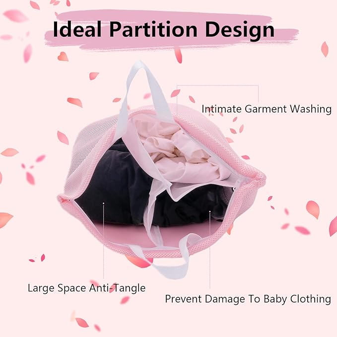 2 Pcs Special Zoning laundry bag for delicates with handles mesh laundry bags washing machine laundry totes travel storage and sorting bag(Blue2)