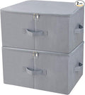 iwill CREATE PRO 17.6"x 13.6"x 9.7",Dust-proof Closet Clothes Storage Boxes with Zip Lid, Breathable Fabric & Collapsible Design Organizer Bins for Clothing Toy Dolls Shoes Blankets, Light Gray, 2pcs