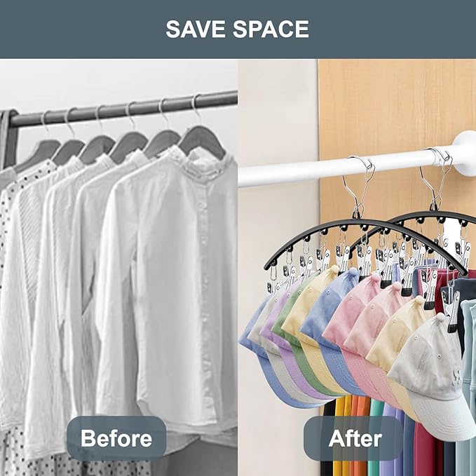 3Pack Legging Organizer for Closet,Upgrade Skirt Pants Hangers with Clips, Metal Yoga Pants Hangers 10 Clips,Hangers Space Saving Closet Organizers Rubber Coated Organizers Leggings Hanger(Black)