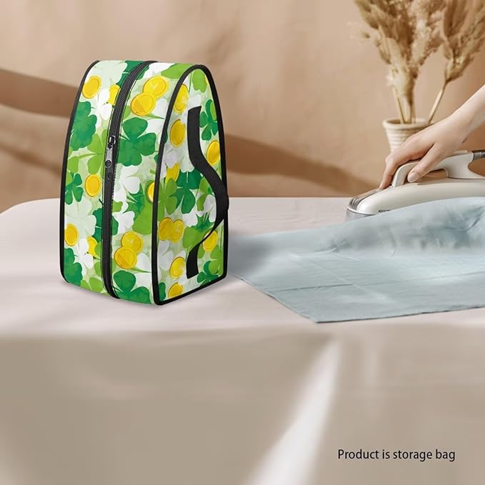 Shamrock Coin Iron Portable Storage Bag for Travel Fade Resistant Protective Carrying Compatible with Full-size Irons with Handle Zippered Bag,Case Only