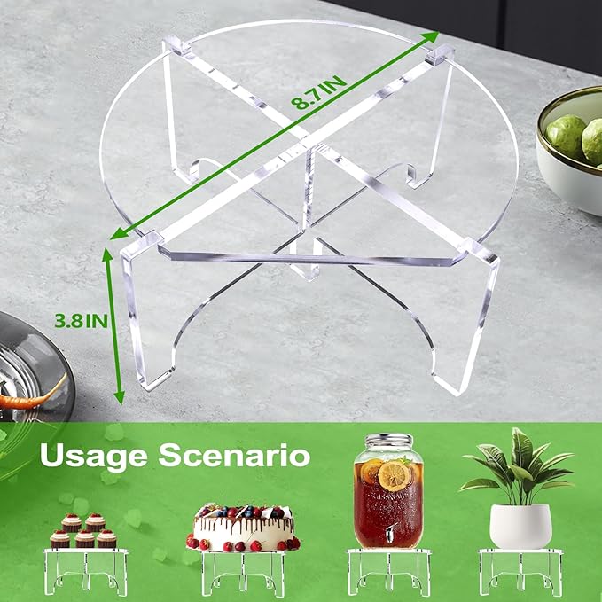 2Pcs Glass Drink Dispenser Stand, Acrylic Stands,Fit Max 8.7 Inch Diameter of Beverage Dispenser Holder, Water Dispenser Stand for Parties and Events, Plant Stands, Cake Stand