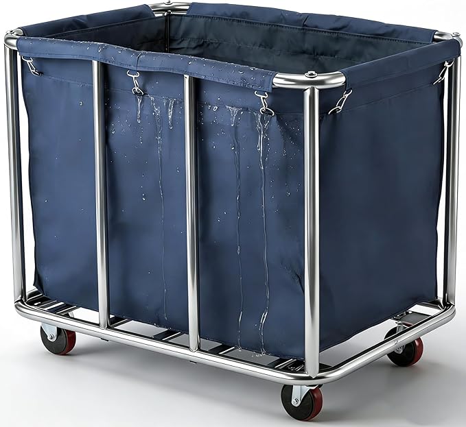 Commercial Laundry Cart with Wheels 12 Bushel (400L) Heavy-Duty Rolling Laundry Hamper Industrial Waterproof Laundry Truck for Home, Hotel, Gym Storage and Organization