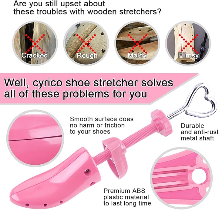 cyrico Shoe Stretcher Women 4-way Shoe Expander Widener Shoe Tree Shape for Wide Feet