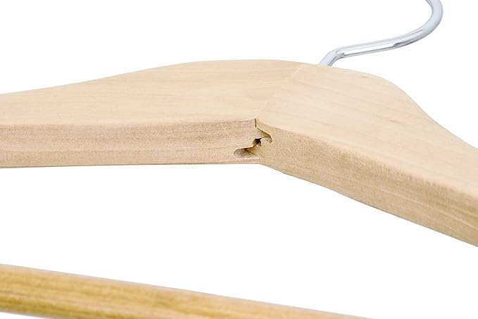Sawafuji AWT-343-5P Clothes Hangers, Natural, Approx. Width 17.3 x Depth 0.6 x Height 10.6 inches (44 x 1.5 x 27 cm), Wooden Hangers, Pack of 5