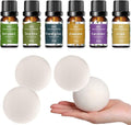 Essential Oils for Laundry, Diffusers, Dryer Balls, Candles, Soaps – 6 Most Popular 100% Pure Therapeutic Grade Aromatherapy Oils (4 XL Dryer Balls & Essential Oil Set Bundle)