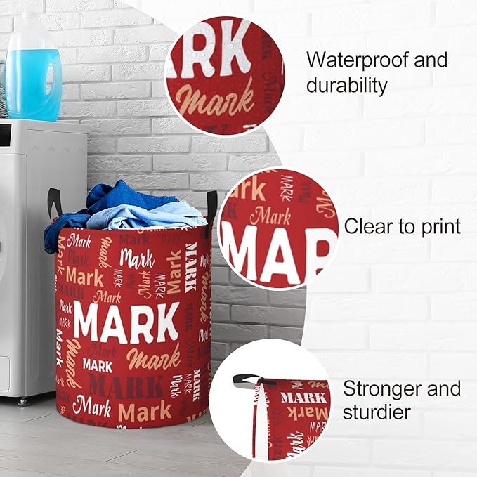Custom Name Laundry Basket, Personalized Collapsible Laundry Hamper with Name for Bathroom Bedrooms, Customized Dirty Clothes Hamper Storage Basket Gifts for Kids Boys Girls Baby Men Women