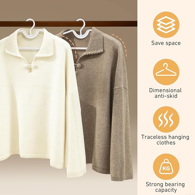 10/20Pcs Short Neck Anti-Slip Plastic Clothes Hangers, Save Vertical Space Hangers, No Shoulder Bump Suit Hangers for Shirts Blouses Dresses Jackets Closet Organization (20)