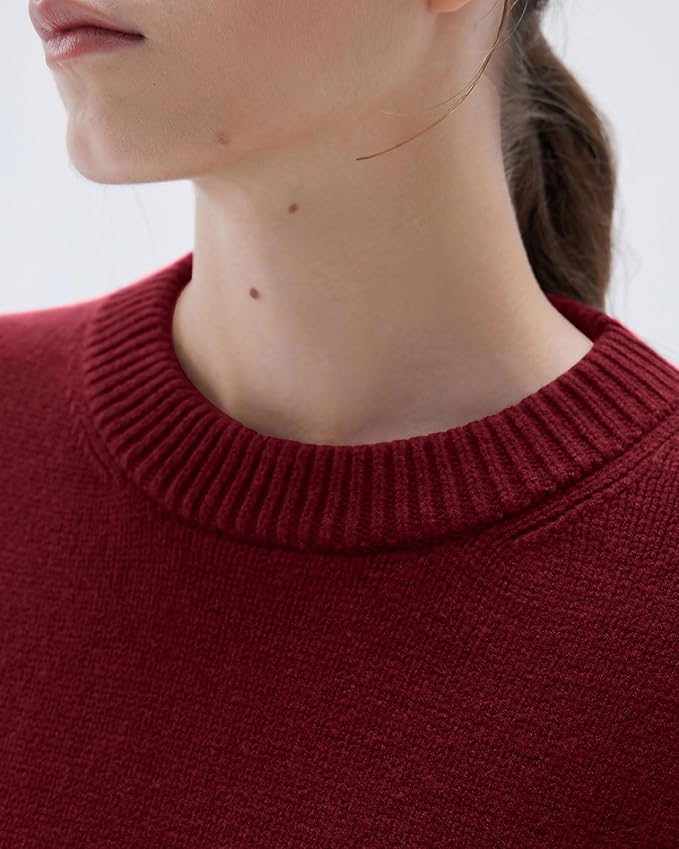 SUUKSESS Women Cashmere Blend Oversized Crew Neck Long Sleeve Pullover Sweaters