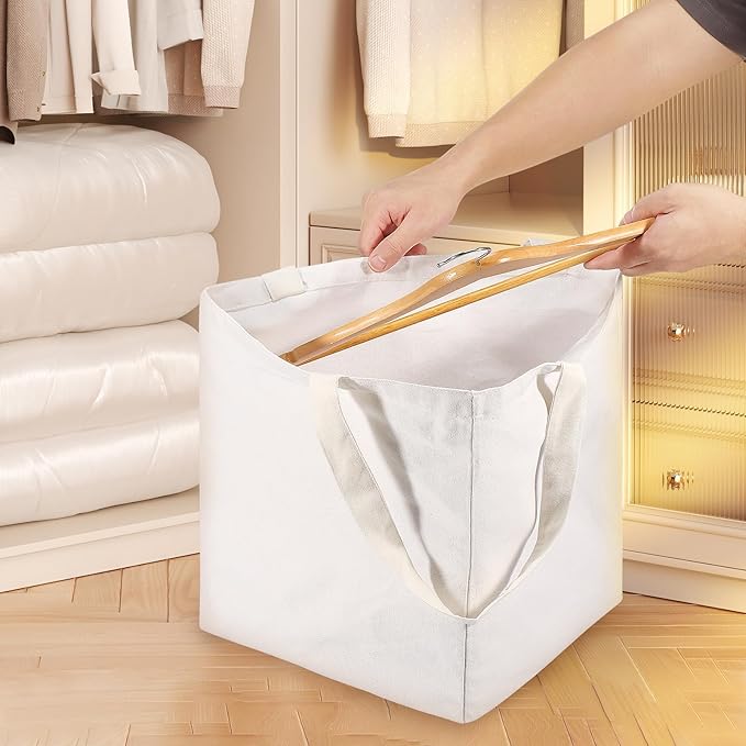 Triangle/Square Hanger Storage Bag, Canvas Material, Foldable, White