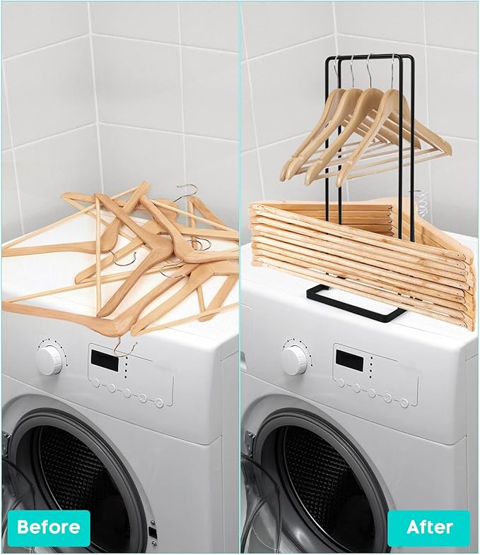 2 Pack Hanger Storage Stacker Stand, Organizer for Laundry Room Closet, Space Saving, Portable, Sturdy, Adult & Child Hangers, Tidy Room