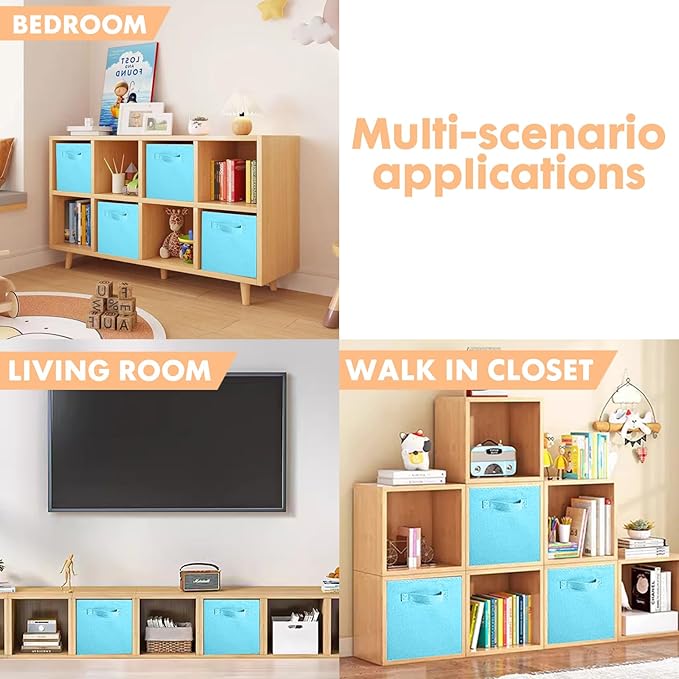 ShellKingdom Foldable Fabric Storage Cubes And Cloth Organizer Drawer For Closet And Toys, 6 Pack (Light Blue)