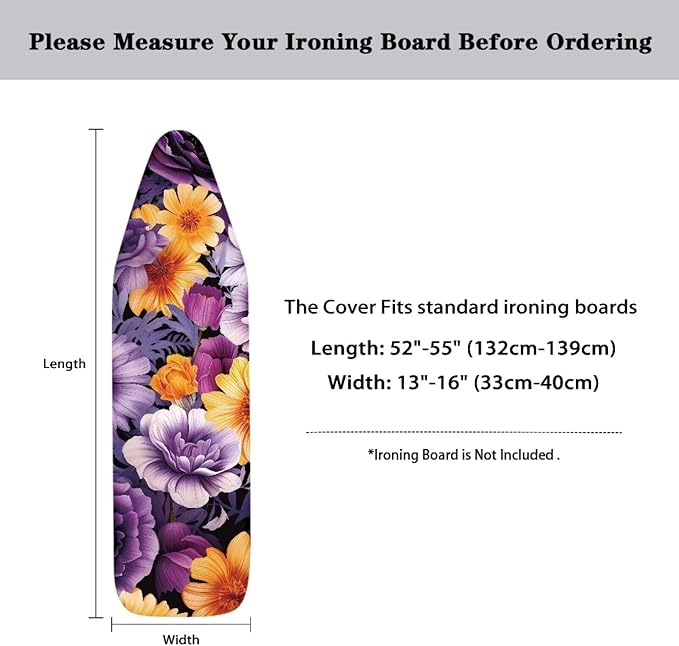 Ironing Board Cover Standard Size Stain Resistant Ironing Accessories Home Decor Durable Extra Wide Ironing Cover for Table-Colorful Flowers