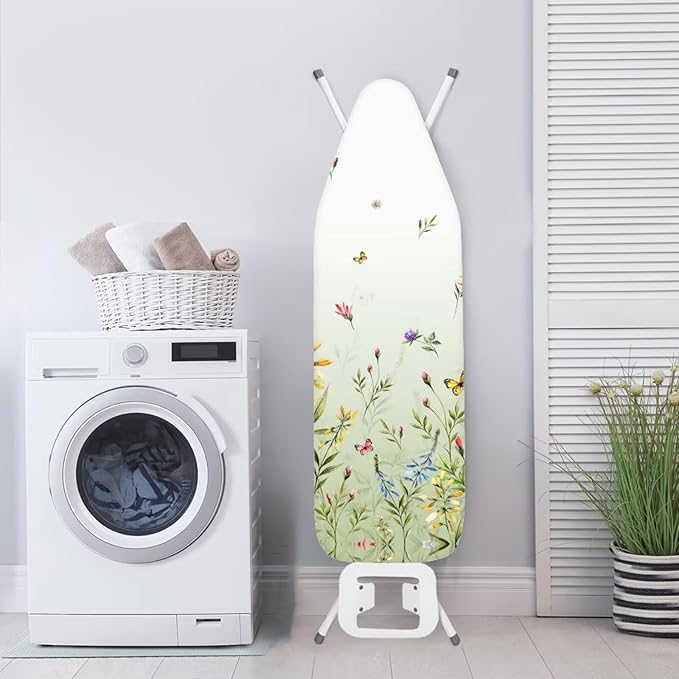 Simple Floral Ironing Board Cover Scorch and Stain Resistant Pressing Cloth for Ironing Waterproof Soft Iron Board Cover with Thick Padding
