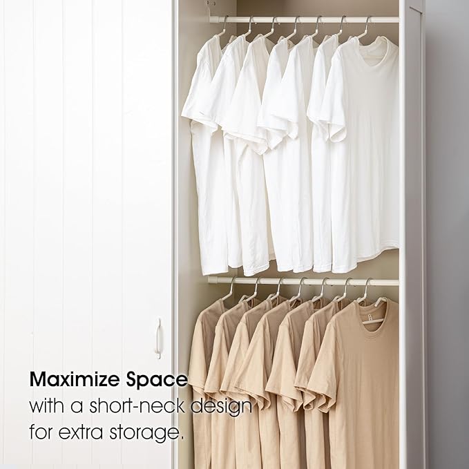 SHIMOYAMA Non-Slip Metal Clothes Hangers - 5 Pack, Space-Saving Short Neck Hangers for T-Shirts, Dresses, Tank Tops, Jackets (Black)