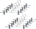 Mawa by Reston Lloyd Non-Slip Space-Saving Clothes Hanger For Pants & Skirts with Two Non-Slip Clips, Style K/30D, 12-Inch, Set of 10, Silver