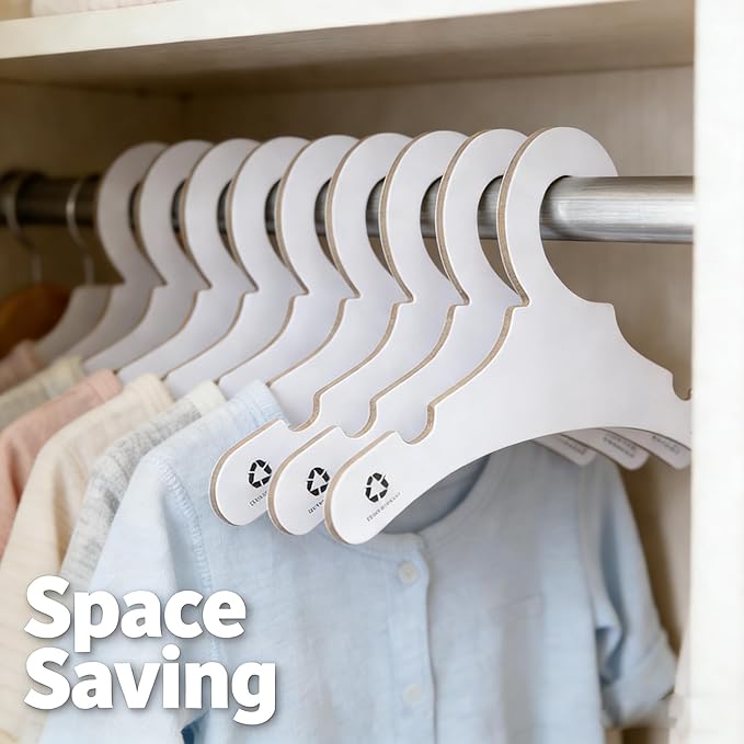 White Recyclable Paper Cardboard Clothes Hangers,9" Toddler Infant Baby Closet Clothes Nursery Non Slip Clothes Rack Hangers 36 Pack