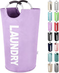 Laundry Basket Large Collapsible Clothes Hamper Bag with Handles – Foldable Freestanding Laundry Sorter for Dirty Clothes in College Dorm, Apartment, or Laundry Room – 95L (Purple)