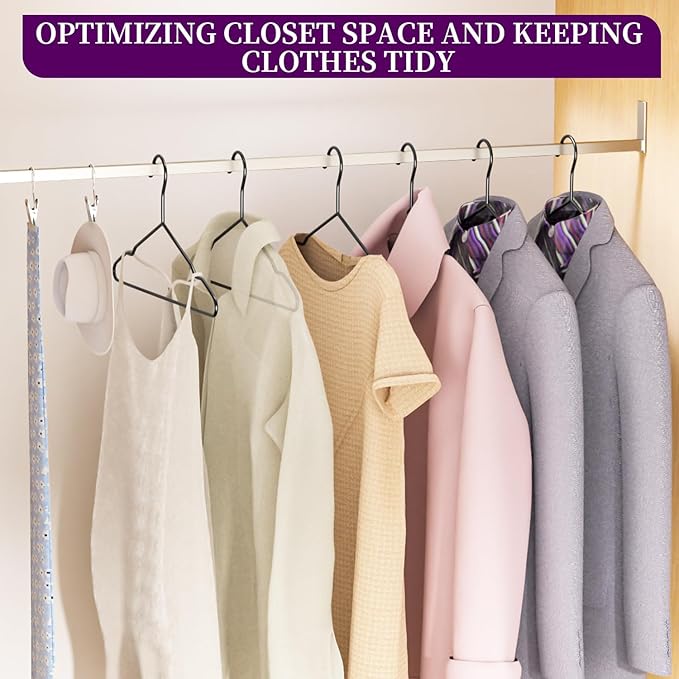 60Pack Metal Wire Hangers+5 Clothes Pins, 16.5" Wire Clothes Hangers for Standard Sized Shirt, Suits, Jackets, Skirts, Ultra Thin Space Saving, Bulk for Home and Commercial