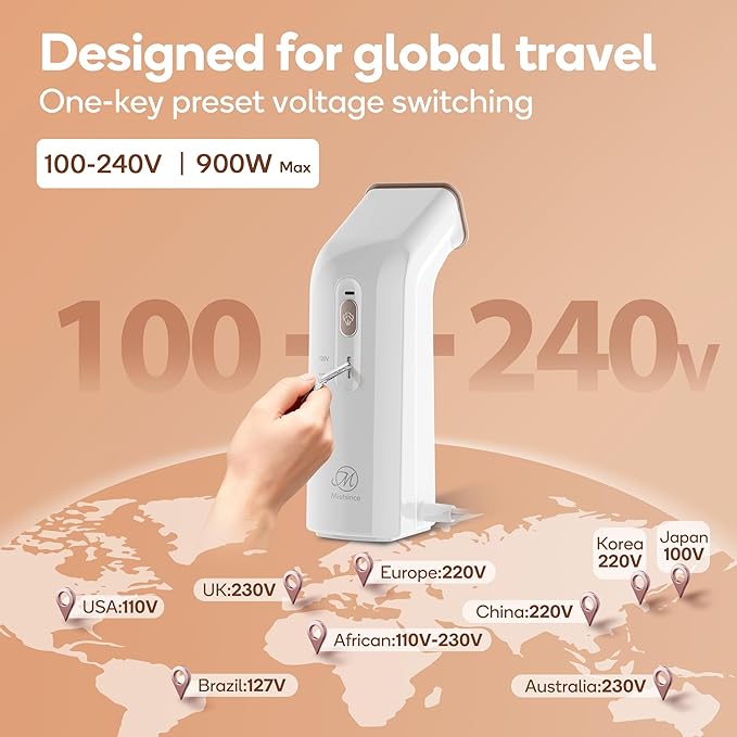 Mini Travel Steamer for Clothes,Dual Voltage & Wrong Voltage Alarm,110-240V Steamer & Iron 2 In 1,Integrated 170ml Tank,1.2lbs Travel Size Fabric Iron,Handheld Steaming Wrinkles Remover For Garment
