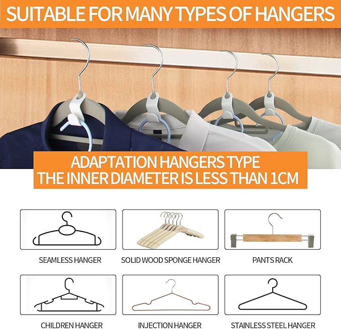 50PCS Clothes Hook Hanger Hooks Space Saving Closet Connector Organizer (White)
