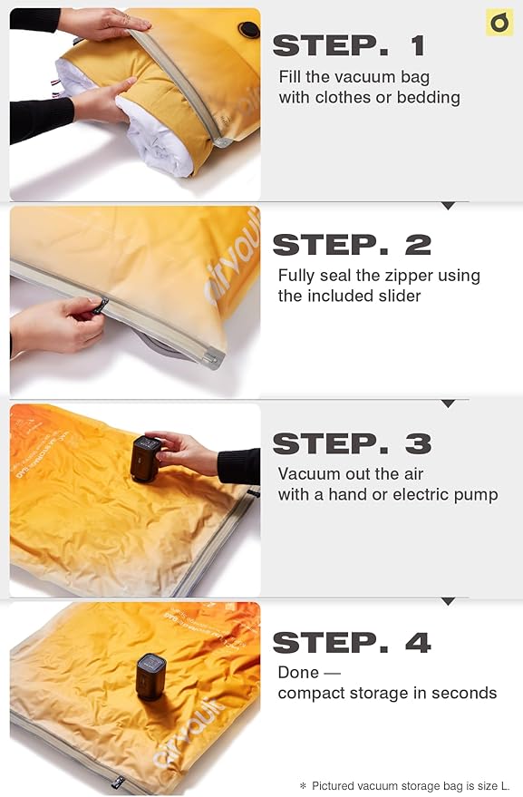 AirVault Vacuum Storage Bags for Travel & Home - Space Saver Compression Packing Bags Set for Clothes, Blankets & Seasonal Storage, Small (2), Medium (4), Large (4) (Orange,10-Pack Combo)