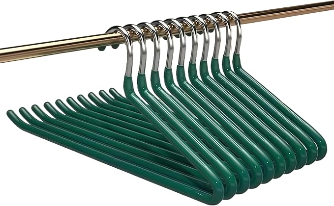 10 Pack Open Ended Pants Jean Hangers, Heavy Duty Non Slip for Closet, Space Saving Trouser Hangers, Metal Pant Hanger for Women Men, Green