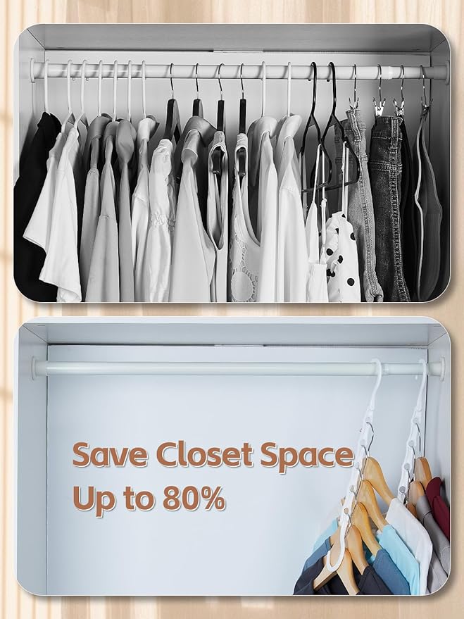 HOUSE DAY Closet Organizers and Storage, 16 Pack, Space Saving Hangers White, Closet Organizer Space Saver 80%, Sturdy Plastic Magic Hangers for All Types of Clothes, College Dorm Room Essentials