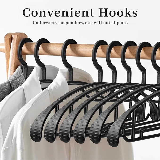 Extra Wide Shoulder Sweater Hangers 10 Pack, Width 2.8cm Thick Plastic Suit Hanger for Men Women, Curved Clothes Hangers no Shoulder Bump Ideal for Bedroom Everyday Use (Blue)