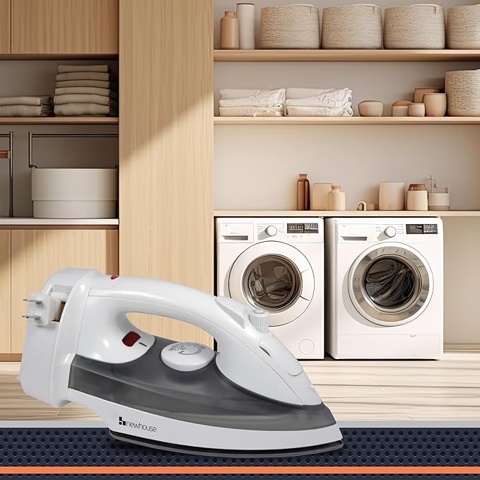 Newhouse 120V 1200-Watt Retractable Cord Steam and Spray Iron NHIR-001-R, Retractable Cord, Self-Cleaning, ETL Certified Home Essential