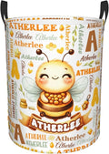 Personalized Bee Laundry Basket For Baby Kids Boys Girls Adult Custom Hamper Basket With Name For Bathroom Bedrooms Collapsible Baby, Dirty Clothes Hamper With Handles