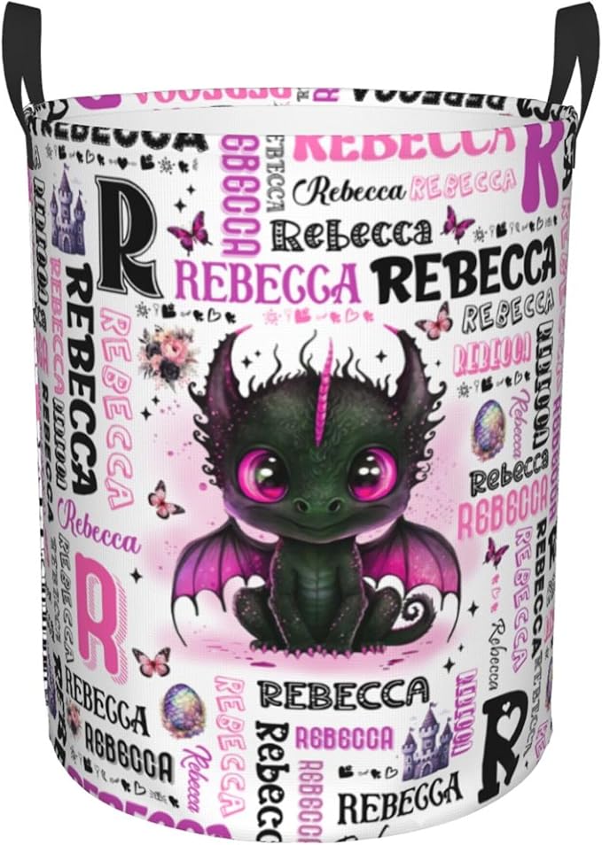 Personalized Dragon Laundry Basket For Baby Kids Boys Girls Adult Custom Hamper Basket With Name For Bathroom Bedrooms Collapsible Baby Laundry Basket, Dirty Clothes Hamper With Handles