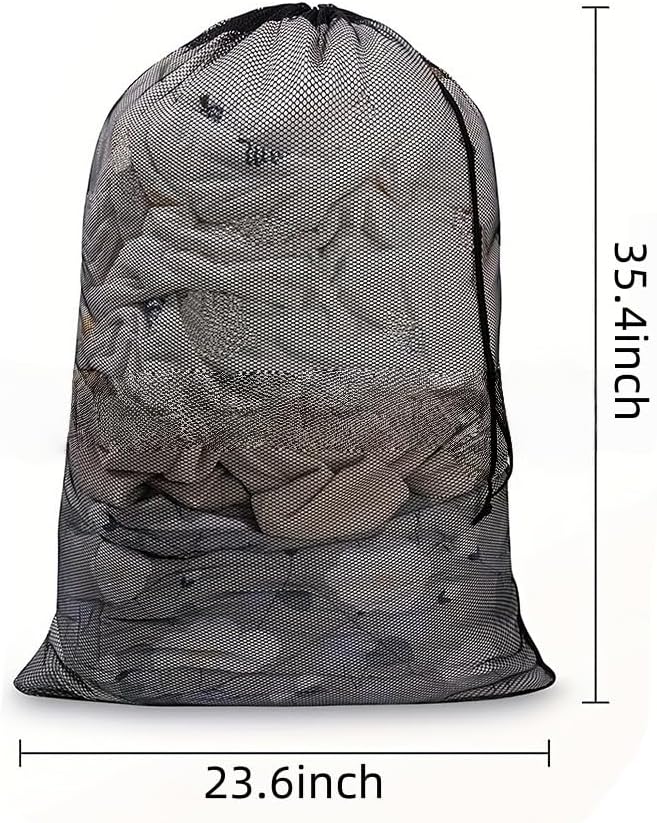2 Pack 23x34 Inch Mesh Laundry Bags with Drawstring Closure | Large Mesh Wash Bag for Storage,Dorm,Travel,Family Use (Black)