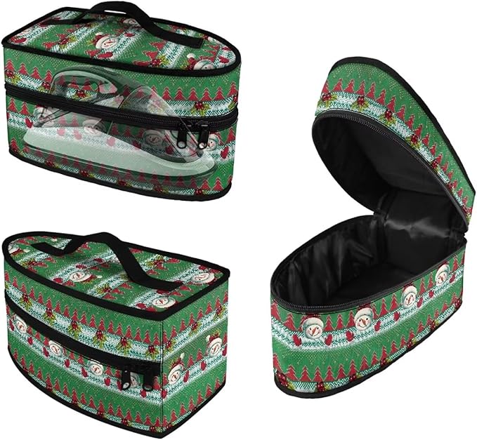 Christmas Tree Snowman Iron Storage Case with Zipper Closure Reusable Wear-resistant Iron Case Storage Fits for Home Outdoor