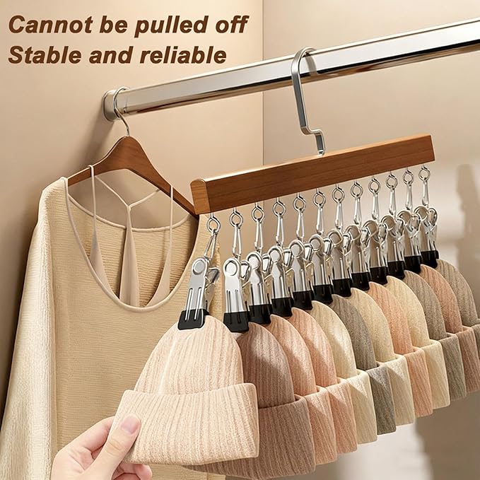 Closet Organizer with 12 Clips, 360° Rotating Pants Hangers for Jeans Leggings Skirts, Space Saving Hanging Storage for Scarves Hats Ties Socks, Multi-Purpose Rack for Bedroom Closet Wardrobe (A+B)