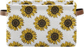 Foldable Storage Baskets, Meadow Sunflower Storage Bins with Handles, Decorative Cloth Organizer Storage Boxes for Home|Office 15 x 11 x 9.5 in