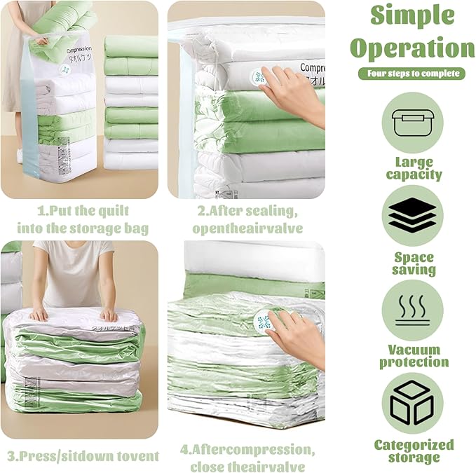 Large Vacuum Seal Bags for Clothing Travel Blankets Bedding,Space Saver Vacuum Storage Bags
