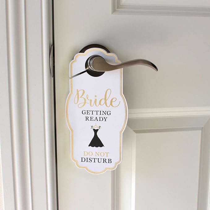 Lillian Rose White and Gold Wedding Door Hangers for Bride, Groom, and Guests