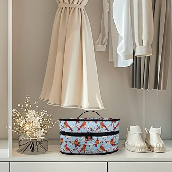 Christmas Bird Iron Portable Storage Bag Fits for Accessories Travel Irons Reusable Colorful Clothes Iron Storage Case with Zipper Closure