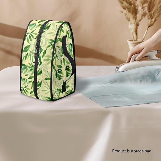 Leaf Print Steam Iron Case Travel Iron Organizer Handheld Steamer Holder with Handle Waterproof Travel Accessories, Case Only