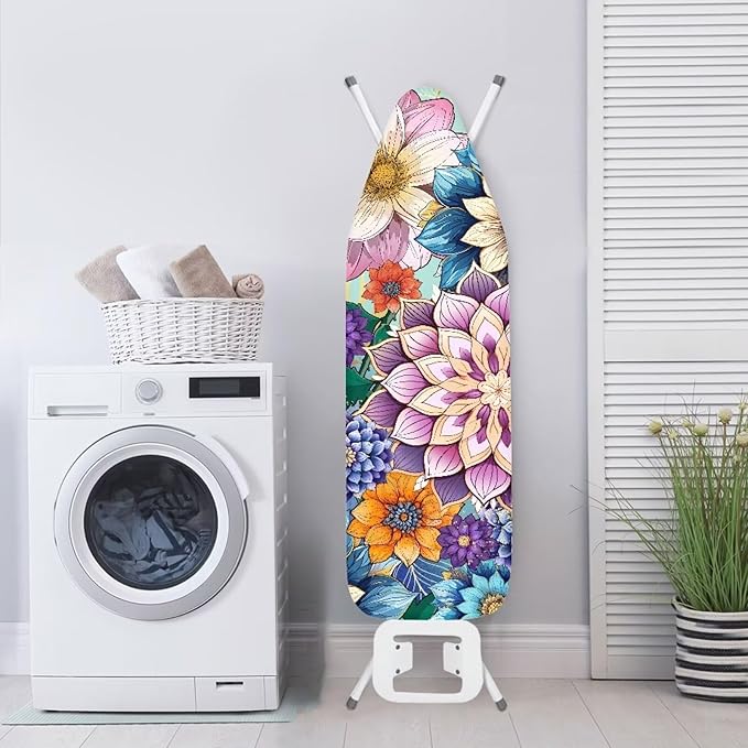 Flashideas Hippie Flower Ironing Board Cover with Thick Padding Fits Standard Size Elasticized Edges Home Decorations Easy to Install