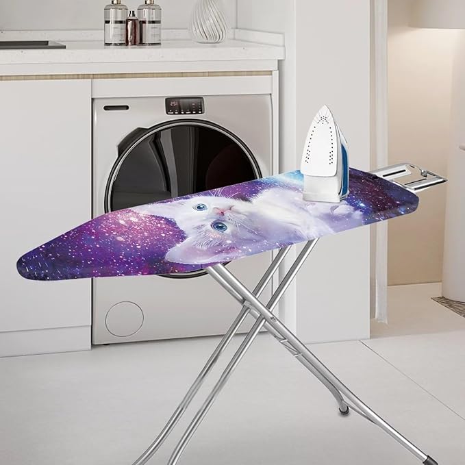 GLENLCWE Galaxy Cat Print Ironing Board Cover Padding with Elastic Edges Full Size Replacement Ironing Board Cover with Extra Thick Pad Scorch Resistant